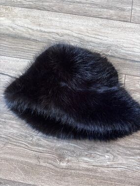 Luxurious Black Faux Fur Bucket Hat - Women's Accessory